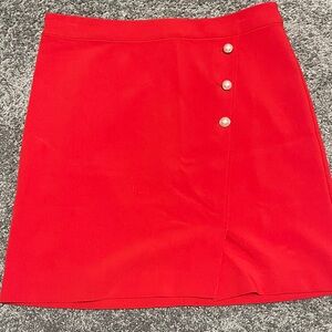 Ann Taylor Red Mini Skirt with Button Detail